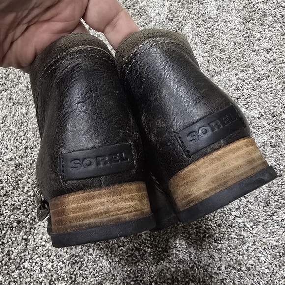 SOREL Leather Low Anckle Booties Sz 9 - Picture 6 of 10